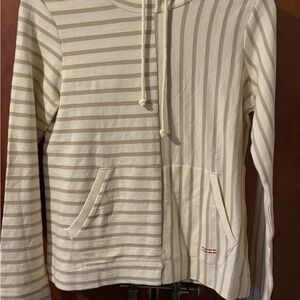 Peace Love World Cream and Tan Striped Hoodie